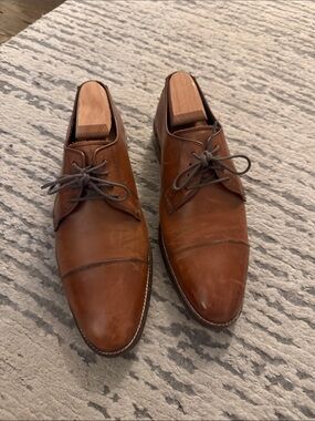 Cole Haan Men's Brown Leather Cap-Toe Derby Shoes